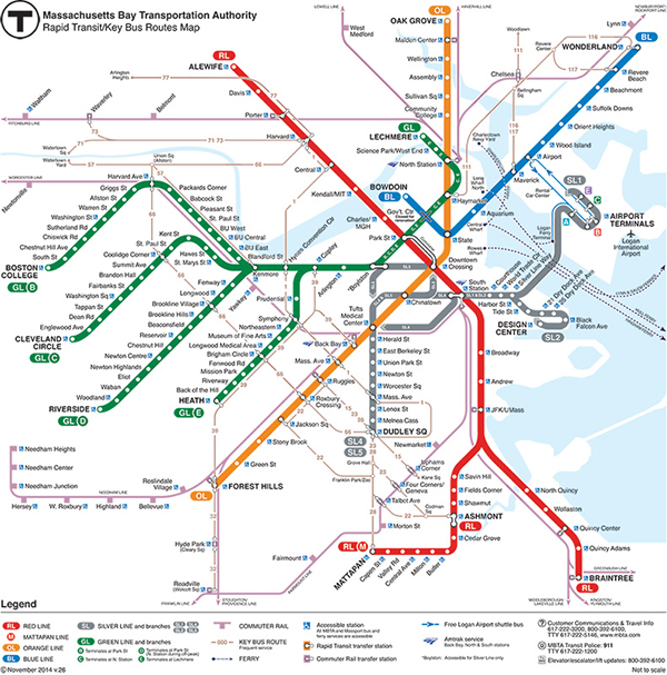 Figure 5: MBTA Rapid Transit Map, circa 2015