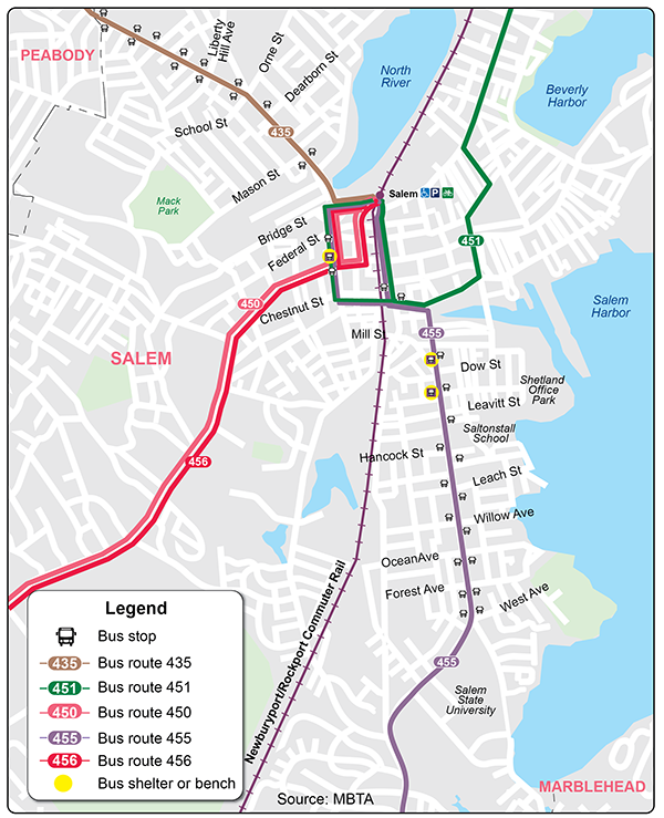 Figure 11 displays the bus routes in Salem, along with the locations of the stops on Route 114.