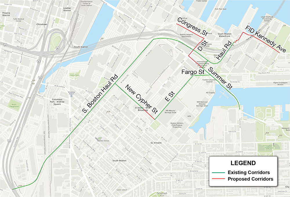 Figure 4
This figure shows the existing and proposed corridors in South Boston.
