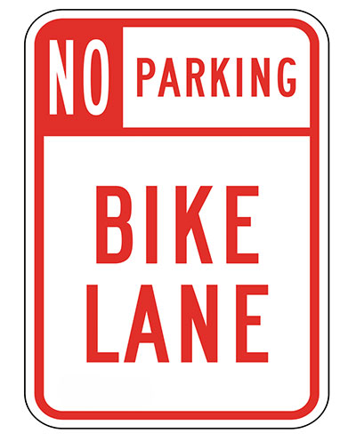 No parking in bike lane sign